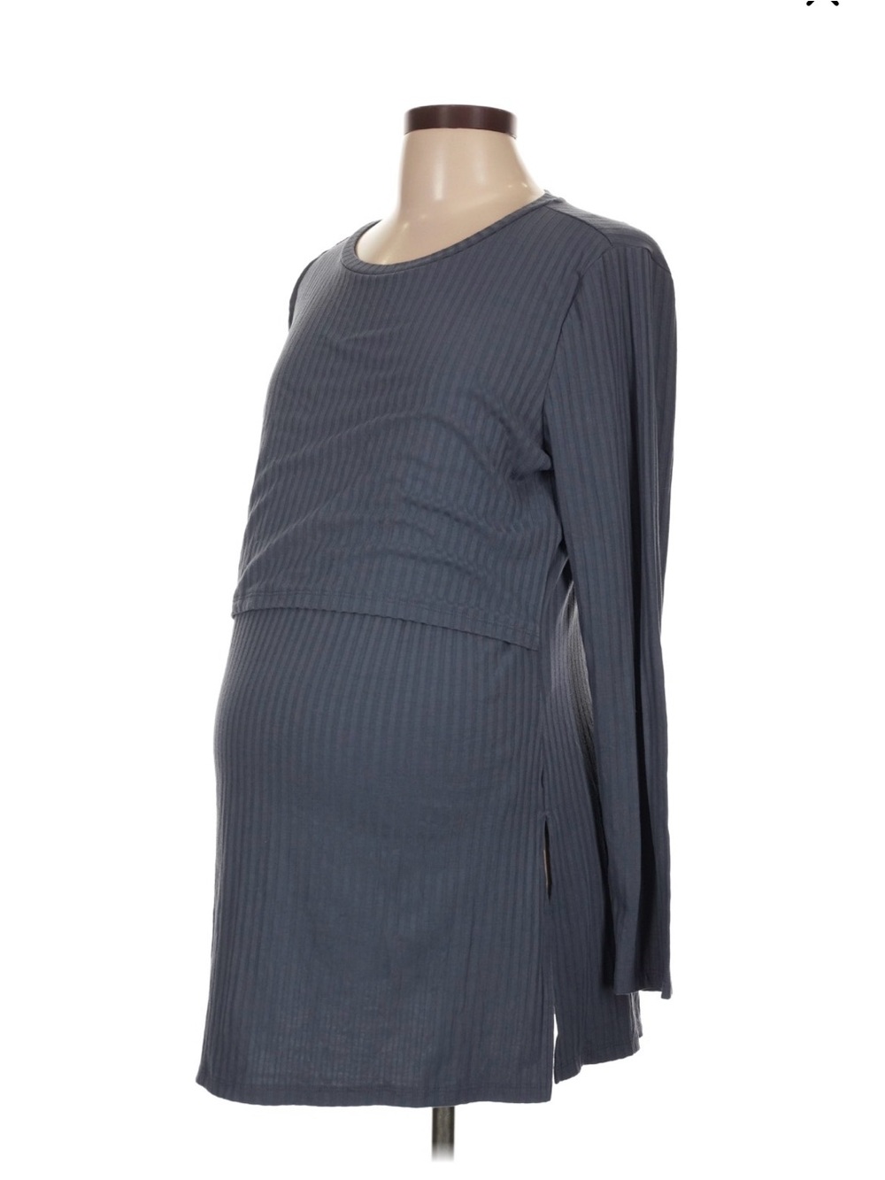 H&M Slate Gray Long-Sleeve Ribbed Maternity Top